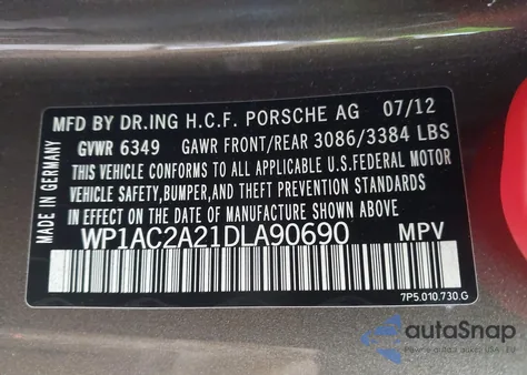 2013 Porsche Cayenne Turbo z USA, uszkodzony, nr VIN WP1AC2A21DLA90690